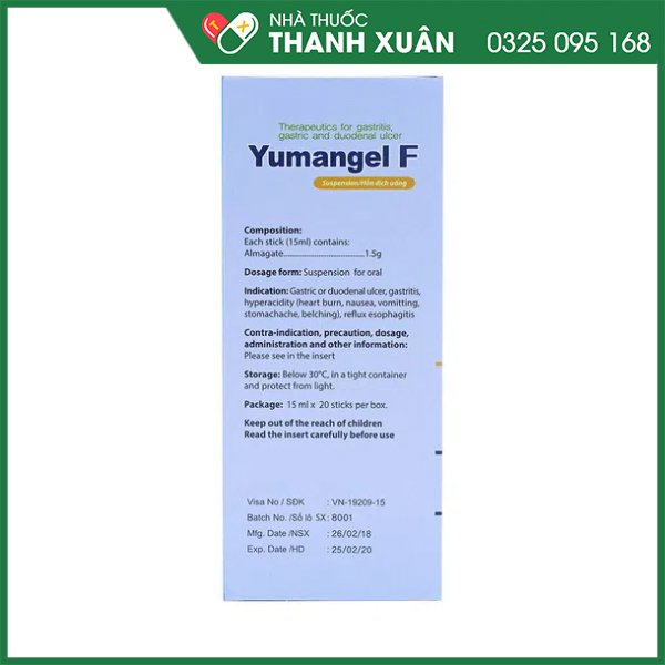 Yumangel F - Giúp trung hòa acid dịch vị, điều trị loét dạ dày, trào ngược dạ dày-thực quản